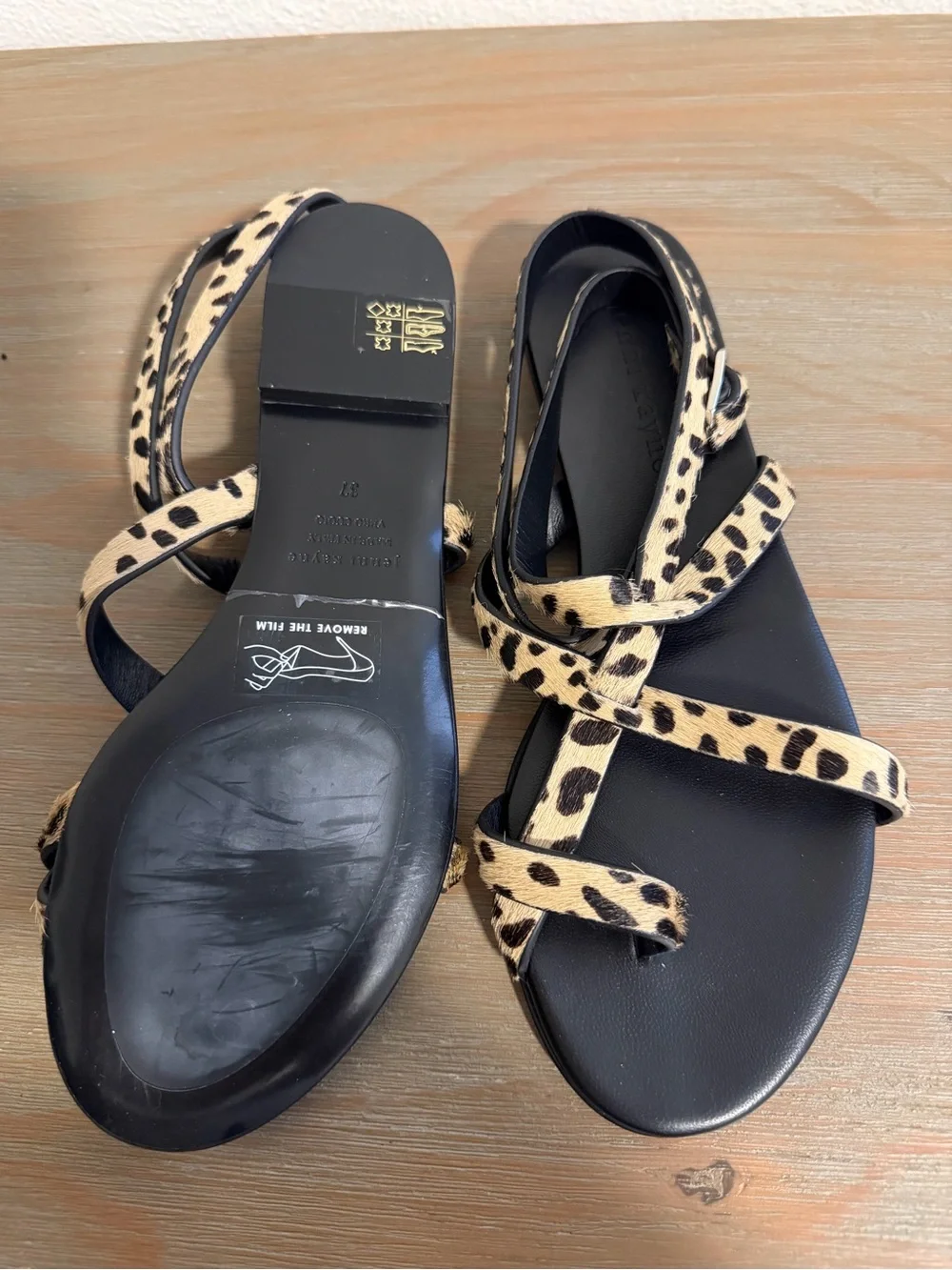 NEW!!Jenni Kayne Beige Pony-Hair Strappy Sandal